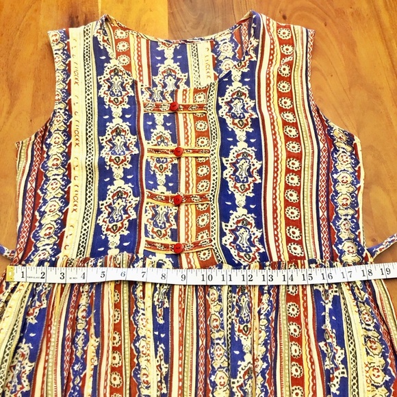 Vintage Rear Boho Pattern Hippie Floral Cottagecore Colorful Festival Maxi Dress - Picture 9 of 11